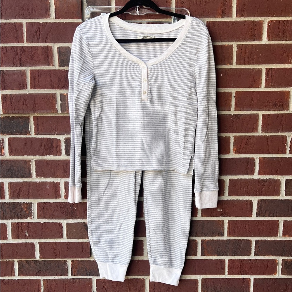 Abercrombie & Fitch White Waffle Knit Pajama Set